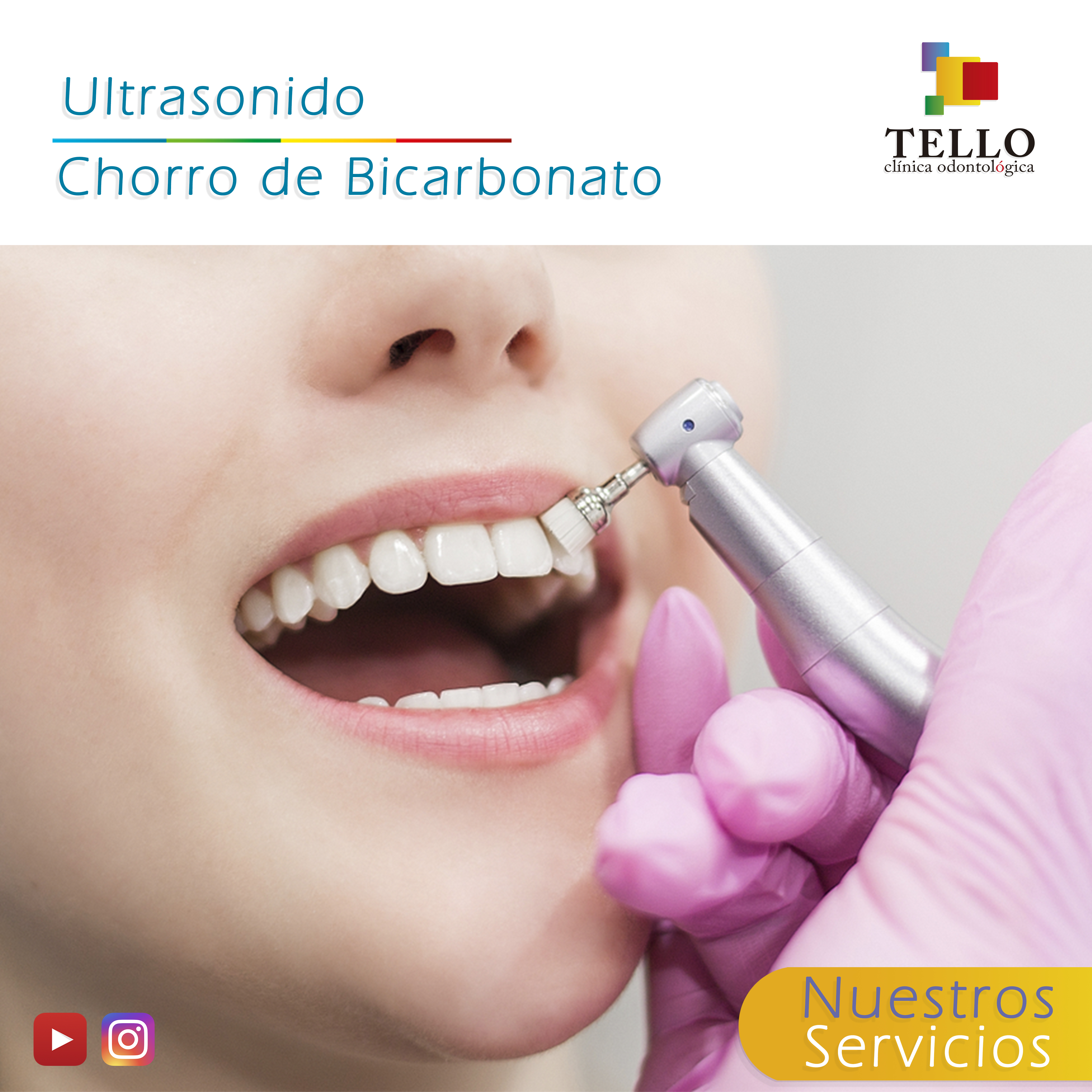 Ultrasonido chorro de bicarbonato Tello Odontología Cochabamba